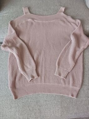 VENUS Blush Pink Off-the-Shoulder Knit Sweater